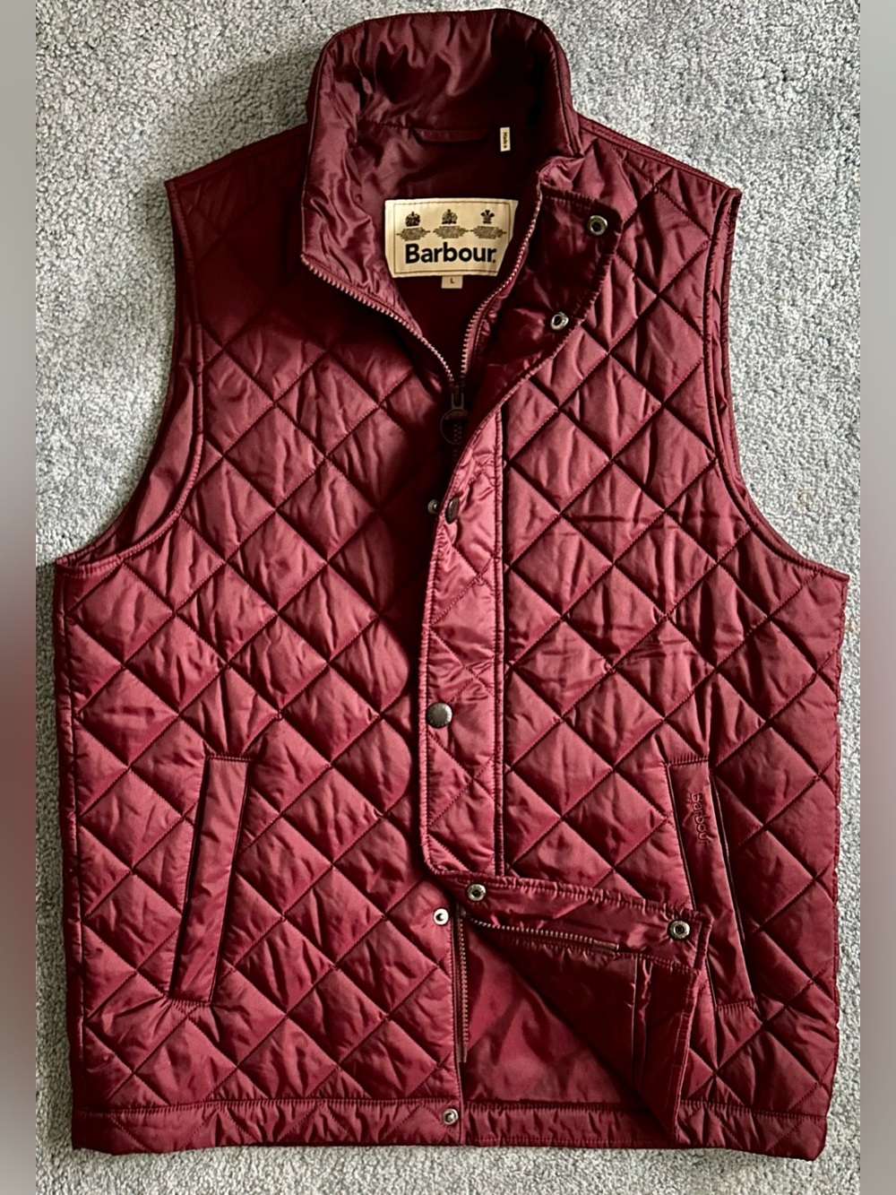 Barbour Barlow Quilted Vest - Large - Bordeaux